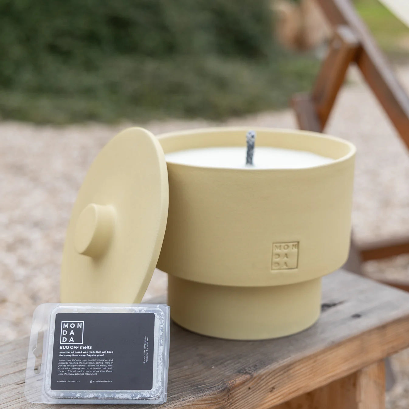 June Outdoor Candle THREE + lid - Sahara