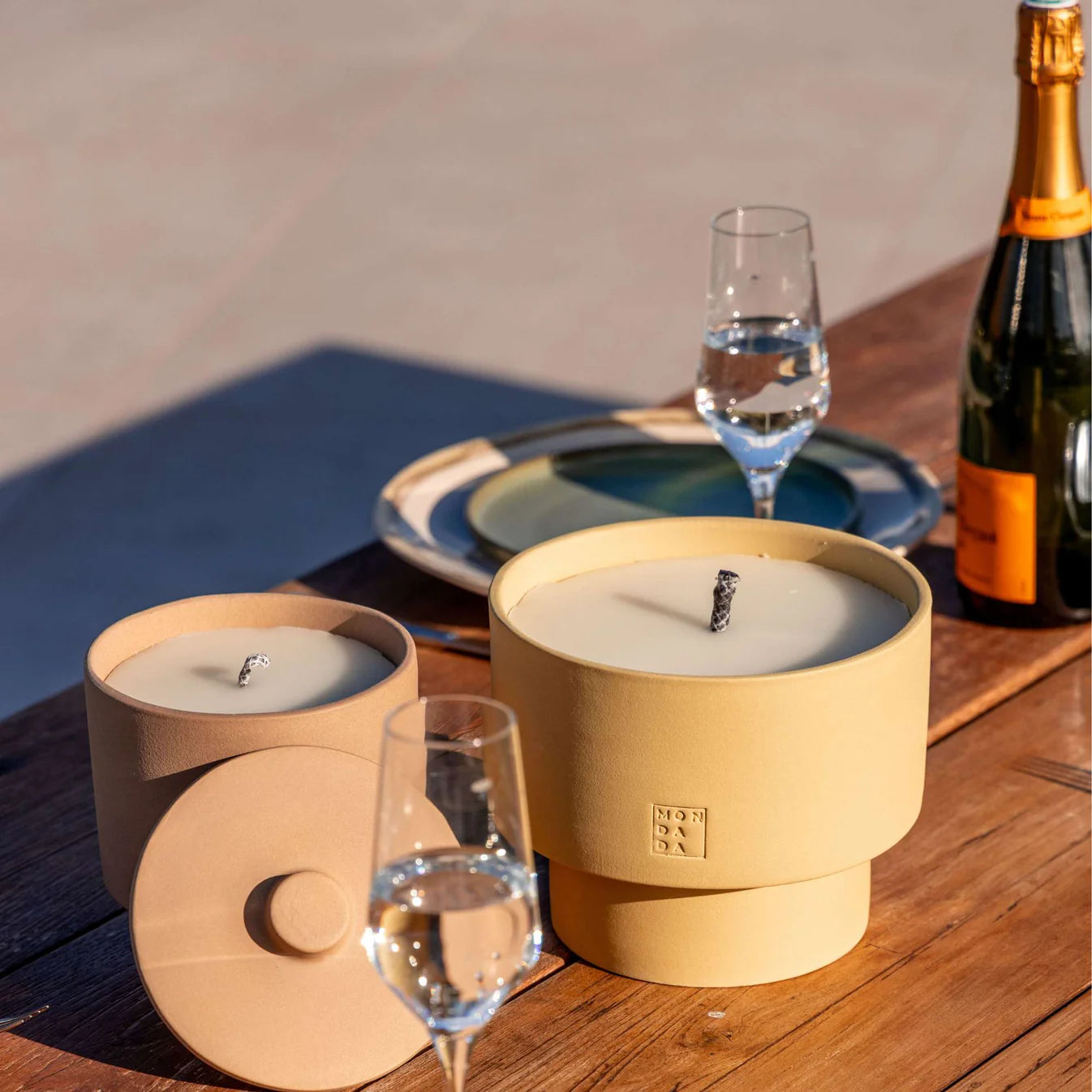 June Outdoor Candle THREE + lid - Sahara