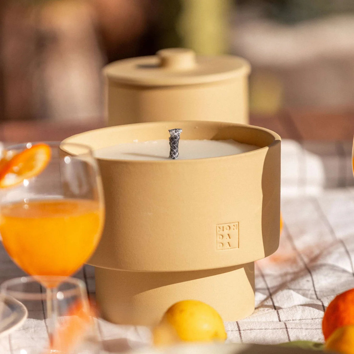 June Outdoor Candle THREE + lid - Sahara