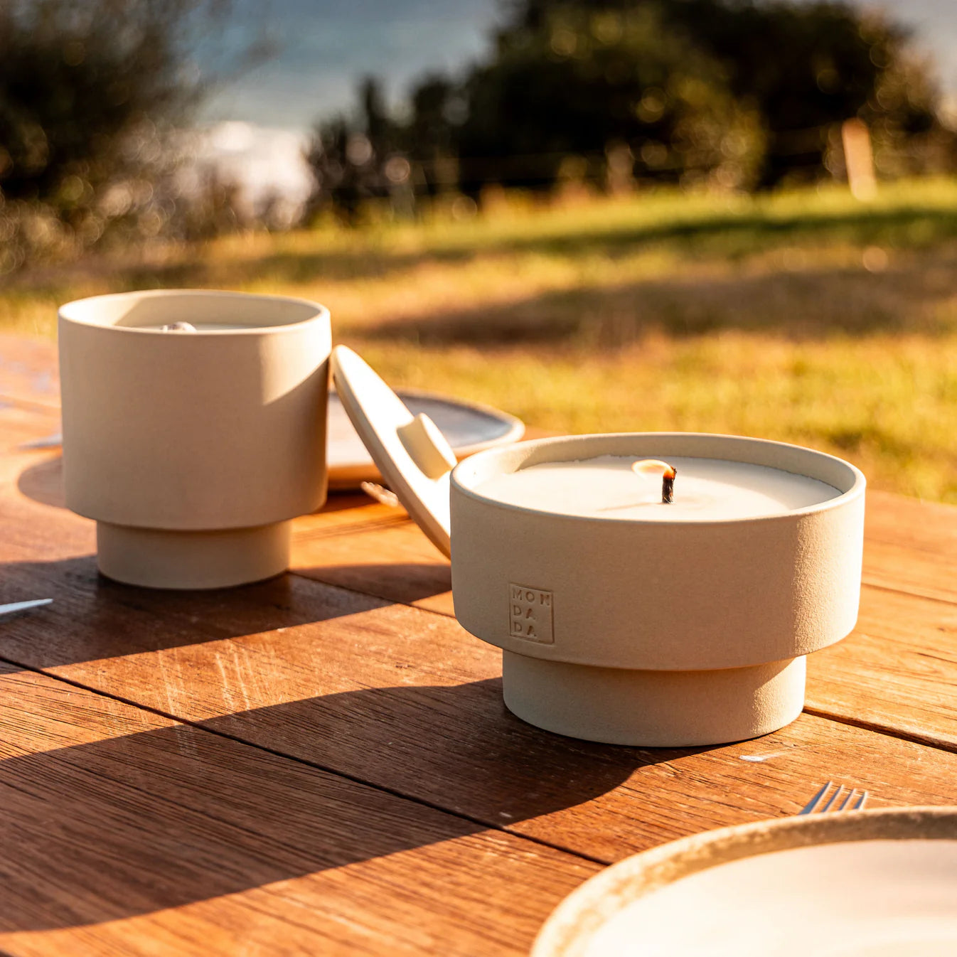 June Outdoor Candle TWO + lid - Sahara
